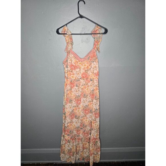 WAYF Valerie Blouson Midi Chiffon Dress Large Spring Wedding Guest Bridal Shower - Picture 4 of 13